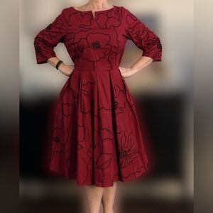 Eshakti red dress with beautiful black floral embroidery throughout 1X 18W